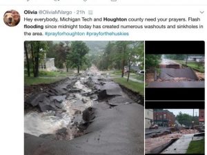 Flash flooding wipes out roads, damages buildings in Houghton, Michigan