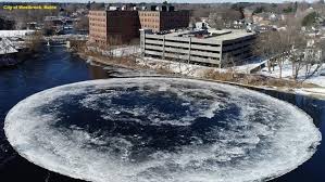 Rare Massive spinning ice disc forms in US river in Maine