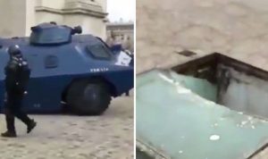 Riot police BLUNDER during Yellow Vest protest damages ICONIC French monument – video