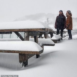 Cold blast hits Australia’s east coast as temperatures are forecast to plunge as low as -4C with SNOW in four states – and the icy weather is here to stay all week