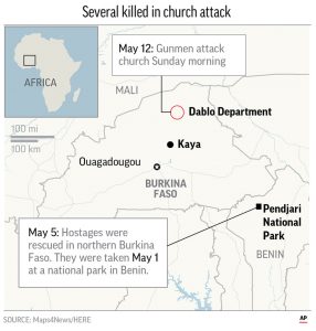 Gunmen attack Catholic church in Burkina Faso; 6 killed