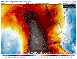 All-time heat records are likely to be exceeded across S France on Friday, June 28th 2019