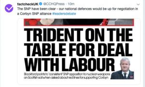 Tories pretend to be factchecking service during leaders’ debate; Party accused of misleading public by tweeting anti-Labour posts as ‘factcheckUK’