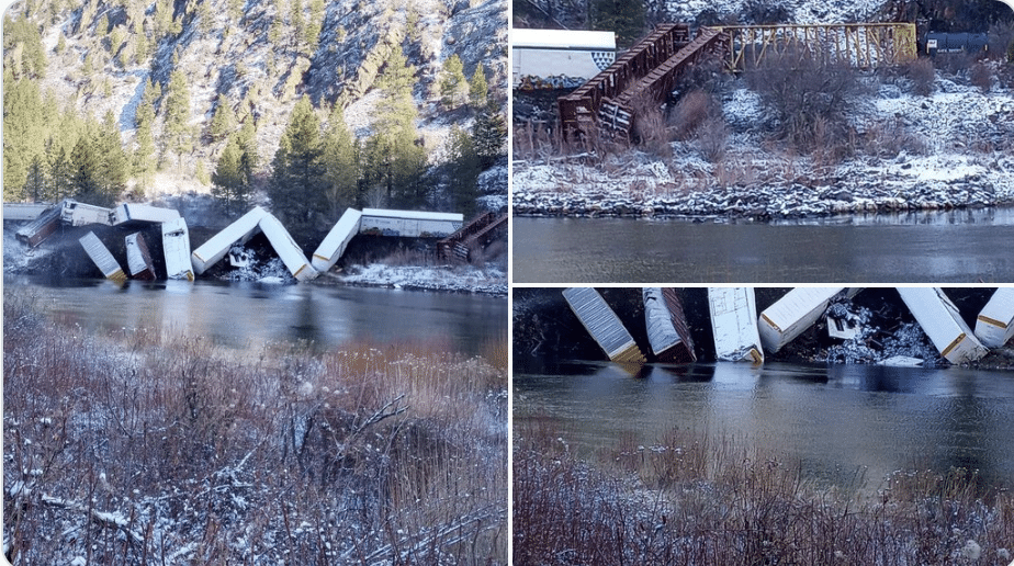 DEVELOPING: Train derails 25 cars in Montana, spilling unconfirmed contents near body of water