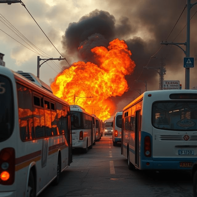 Multiple buses explode in parking lot in Central Israel in suspected terror attack