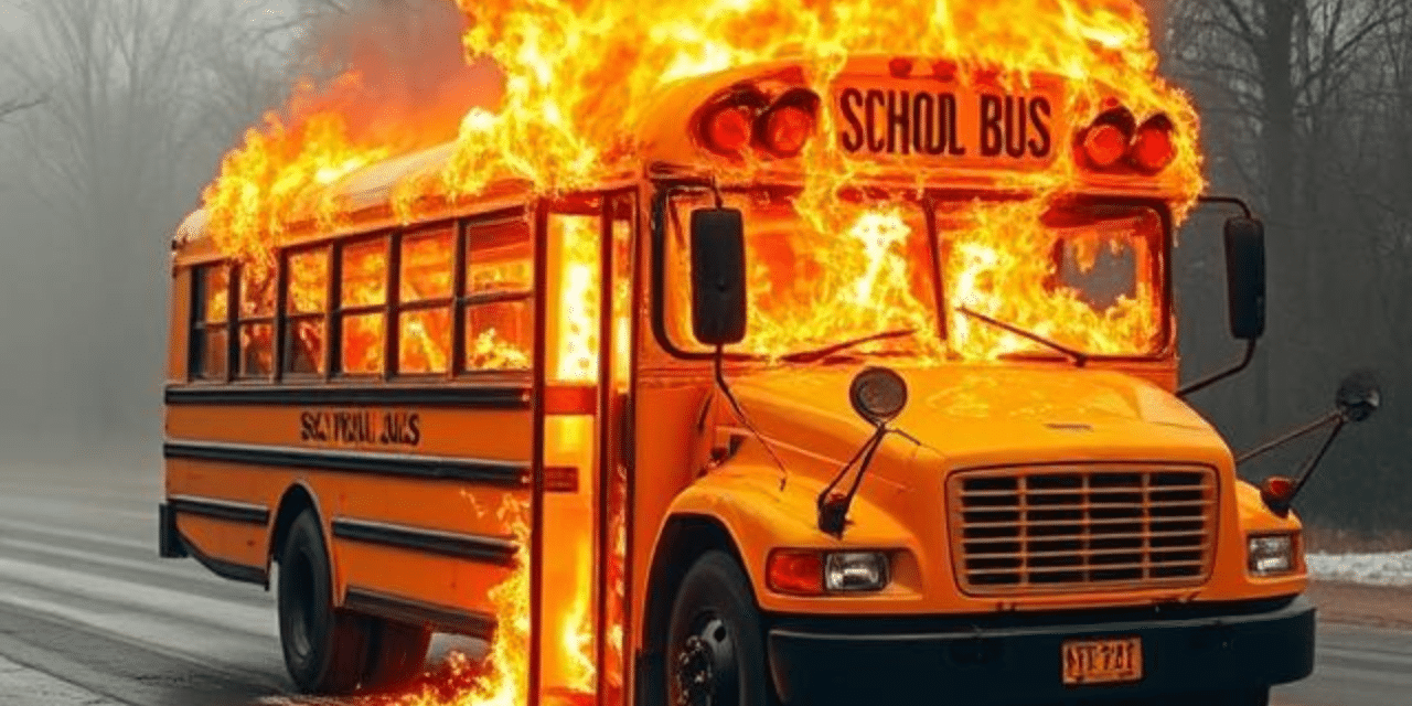School bus with over a dozen students bursts into flames during morning route