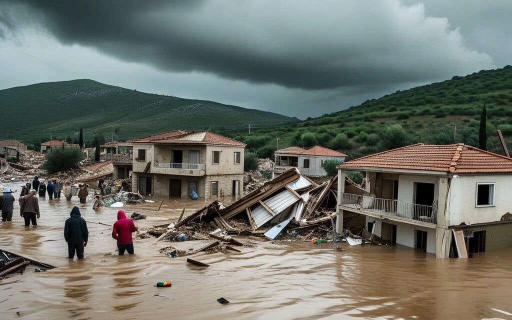 Extreme rainstorm turns roads into raging rivers and cars swept away in popular holiday spot in Greece