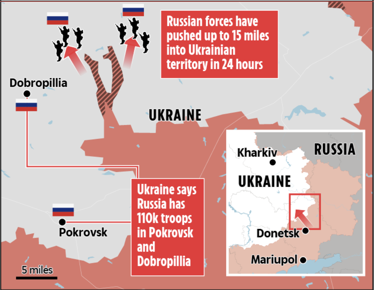 Russia breaks through Ukrainian frontline as Putin dispatches 110,000 troops days before Trump summit