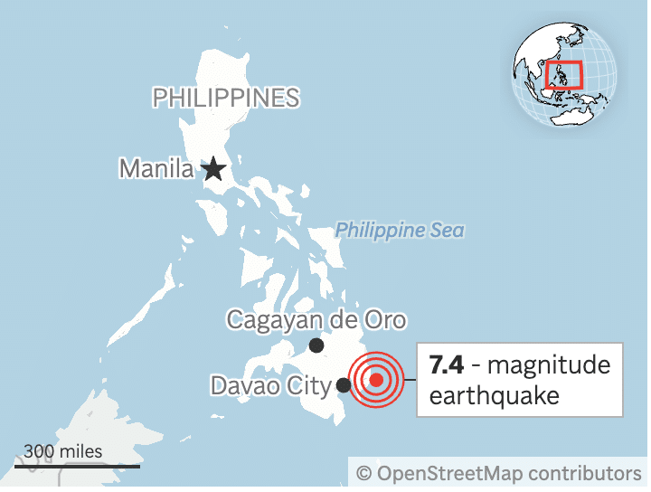 UPDATE: Philippines rocked by strong aftershock, tsunami warning, following 7.4 magnitude quake