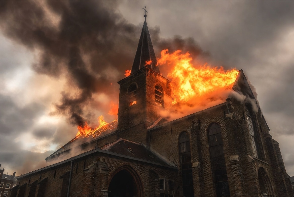 150 year-old historic Church in Amsterdam in flames on New Year’s Day