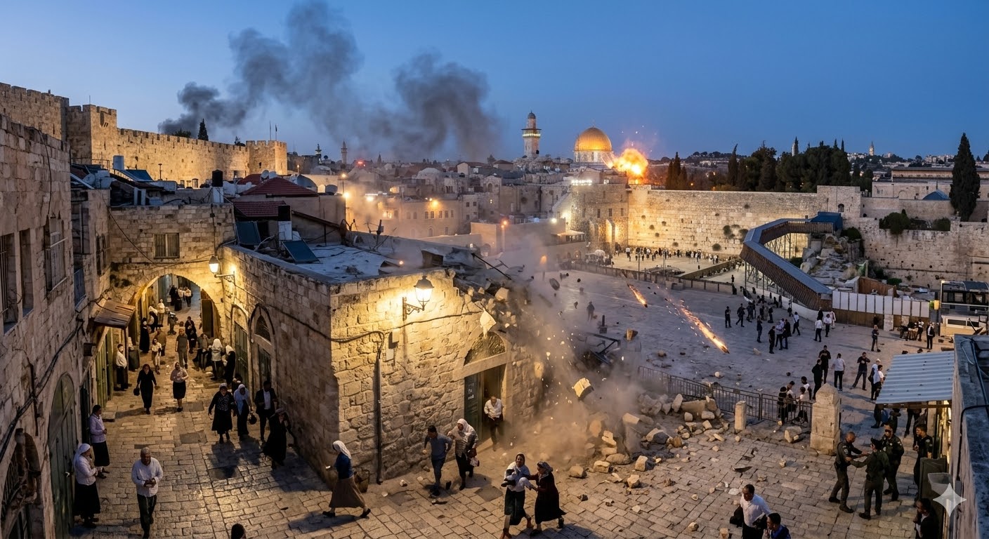 Iranian missiles strike Jerusalem’s Old City, with debris falling close to holy sites