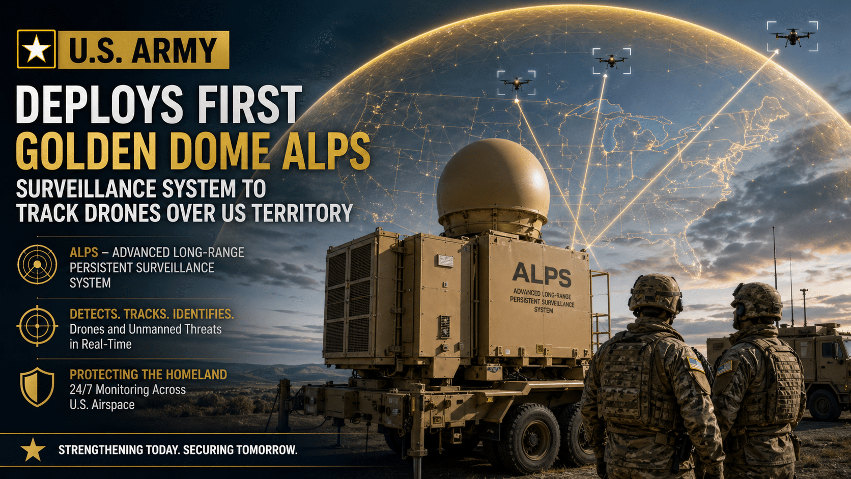 US Army deploys first Golden Dome ALPS surveillance system to track drones over US territory