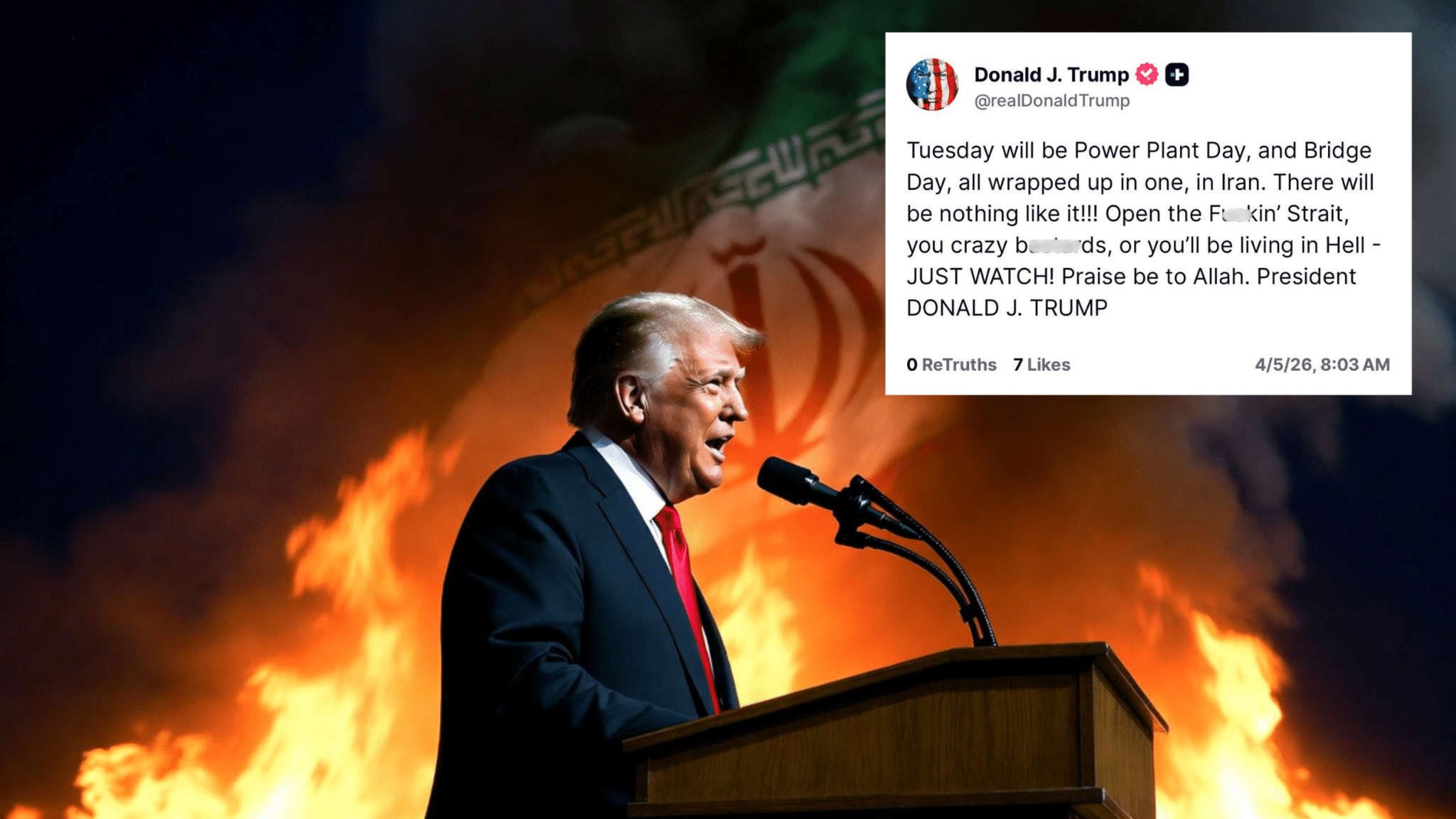 Furious Trump vows to bomb Iran into a living HELL as he makes profanity-laced Easter Sunday threat ending with ‘praise be to Allah’