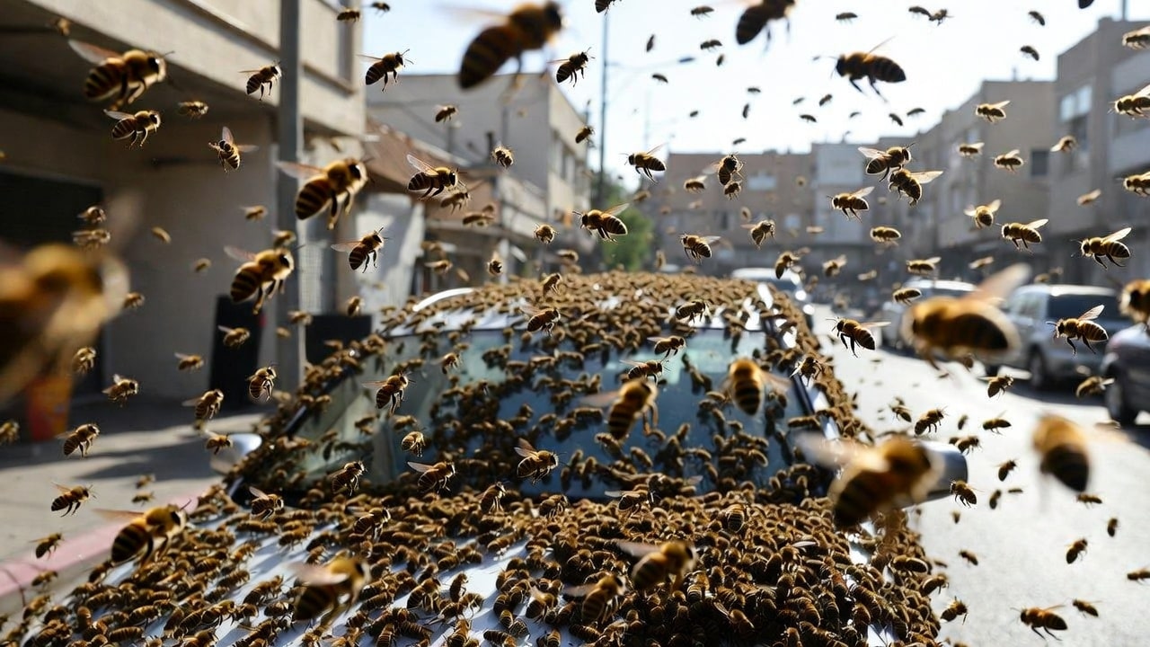 Thousands of bees swarm residents of Netivot in Israel