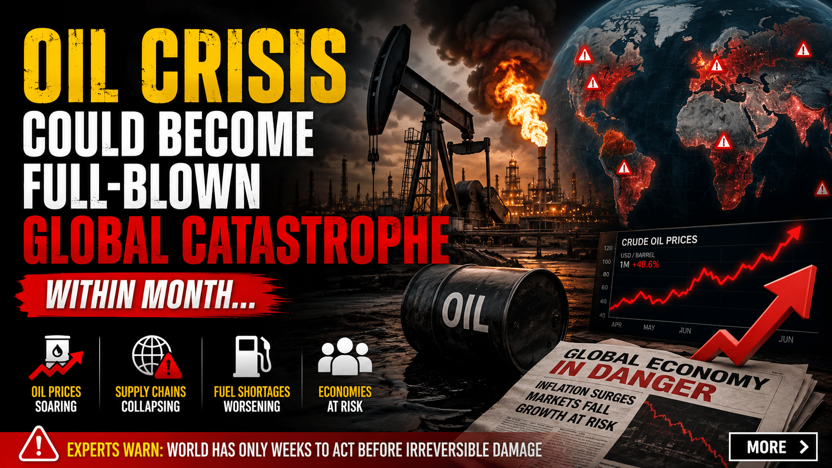 Oil crisis could spiral into full-blown global catastrophe within 30 days