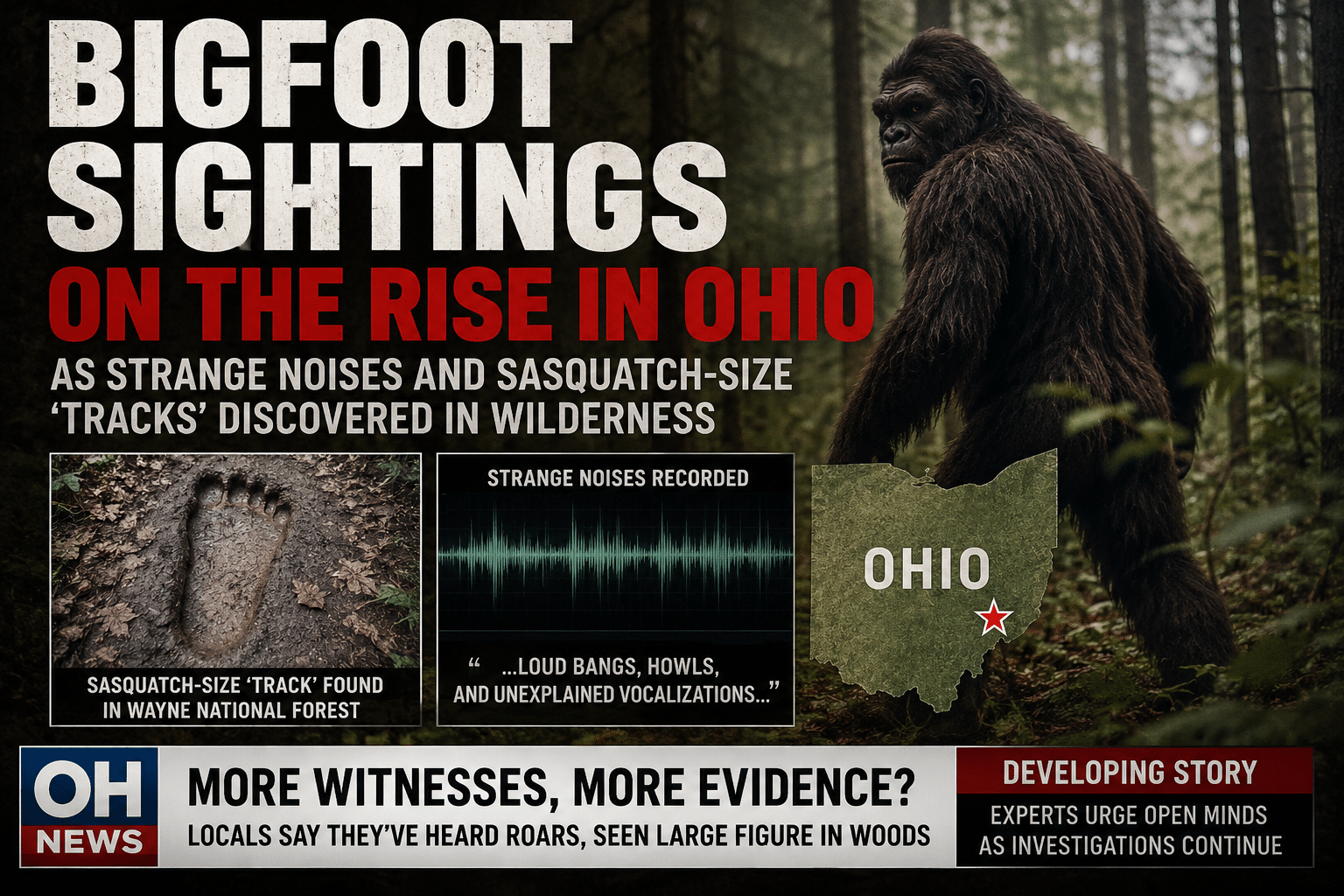 Bigfoot sightings on the rise in Ohio as strange noises and Sasquatch-size ‘tracks’ discovered in wilderness