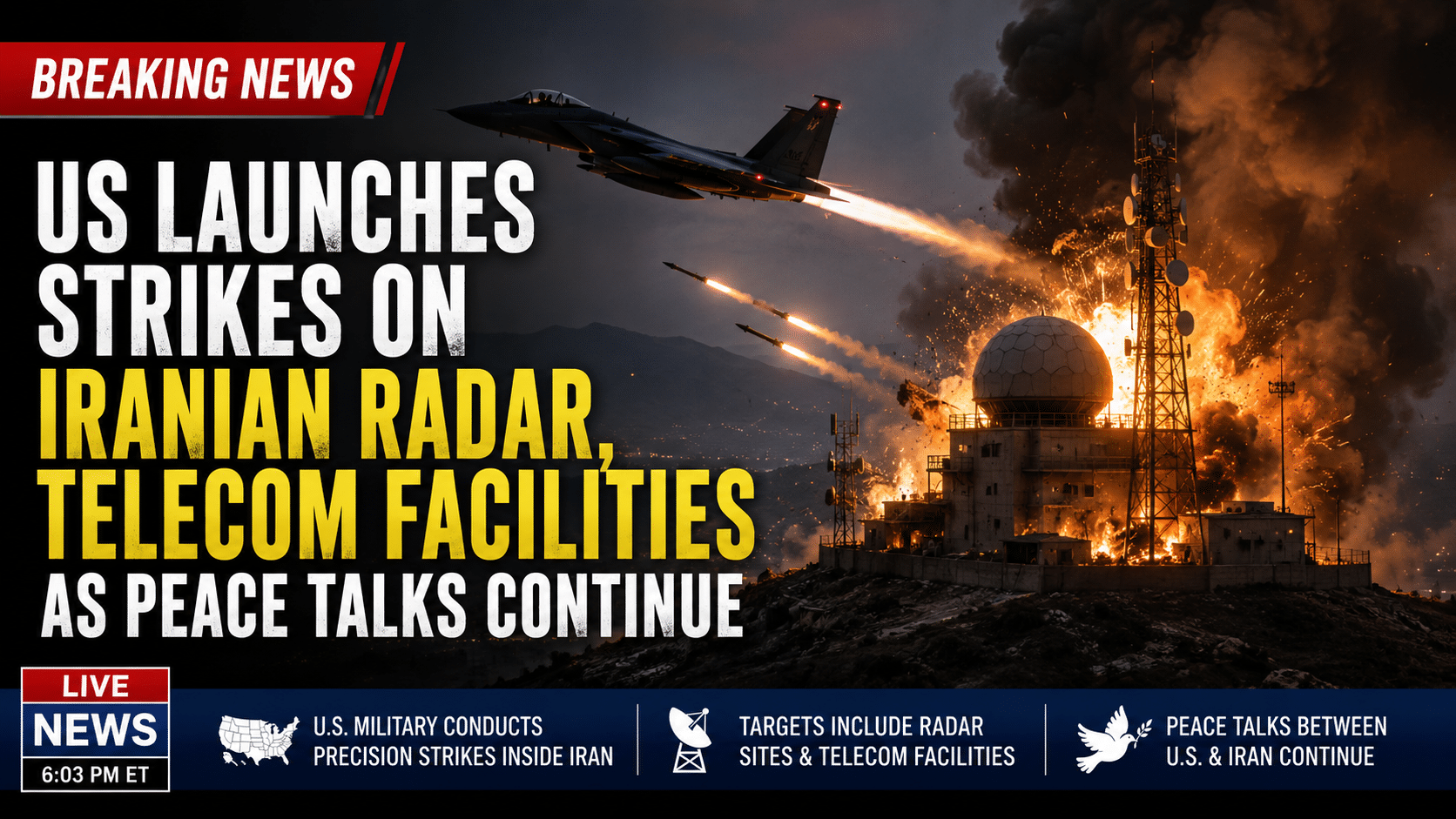 US Launches Strikes On Iranian Radar, Telecom Facilities As Peace Talks Continue