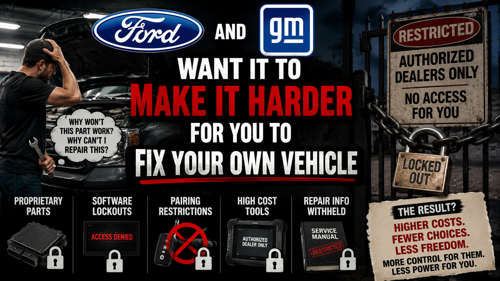 Ford and GM want it to make It harder for you to fix your own vehicle