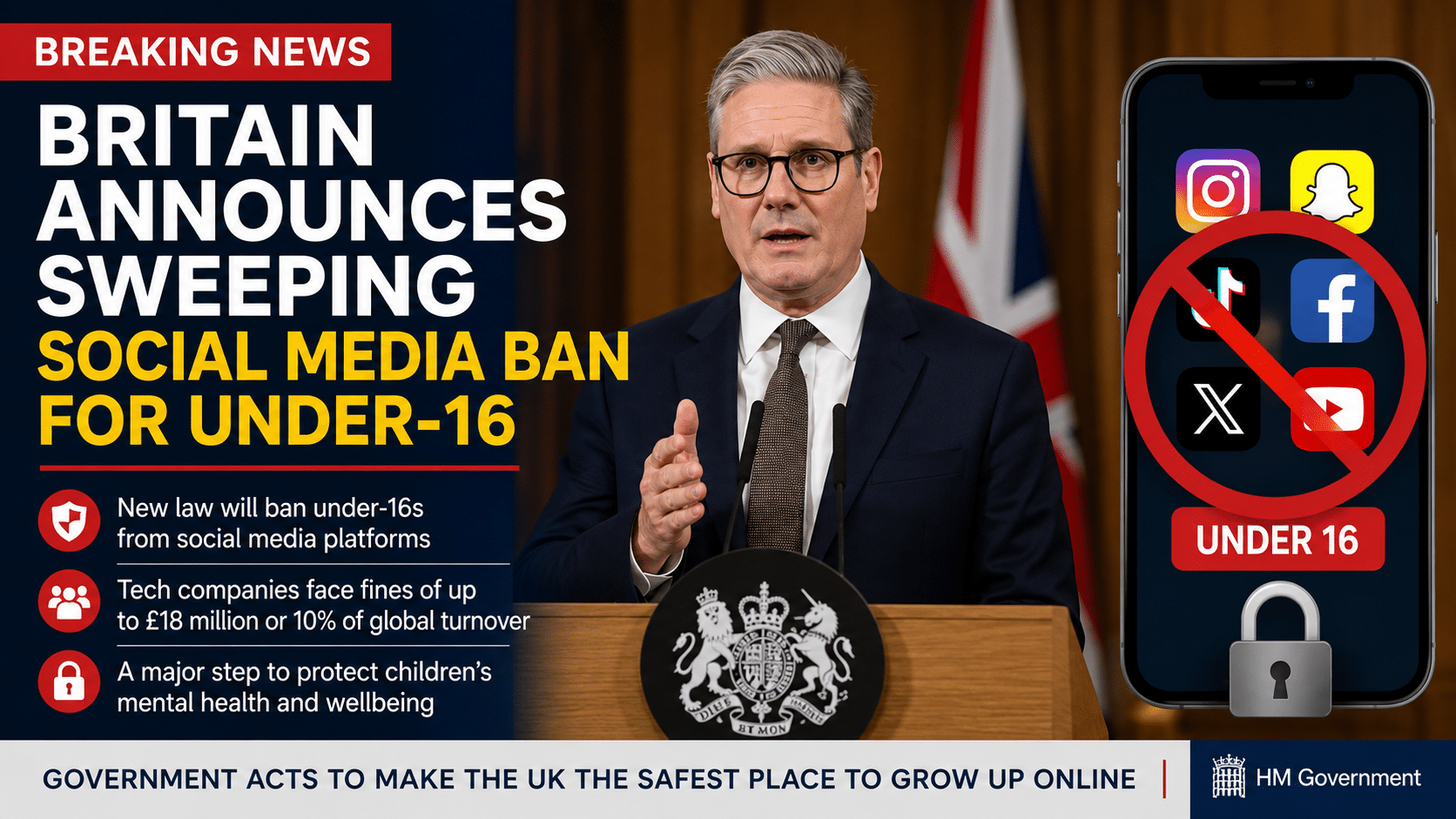 Britain announces sweeping social media ban for under-16