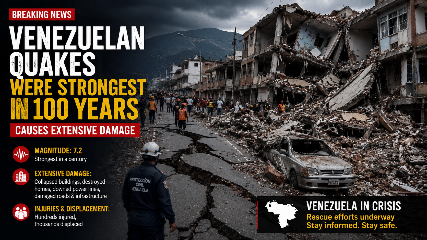 Venezuelan quakes were strongest in 100 years, Causes extensive damage reported