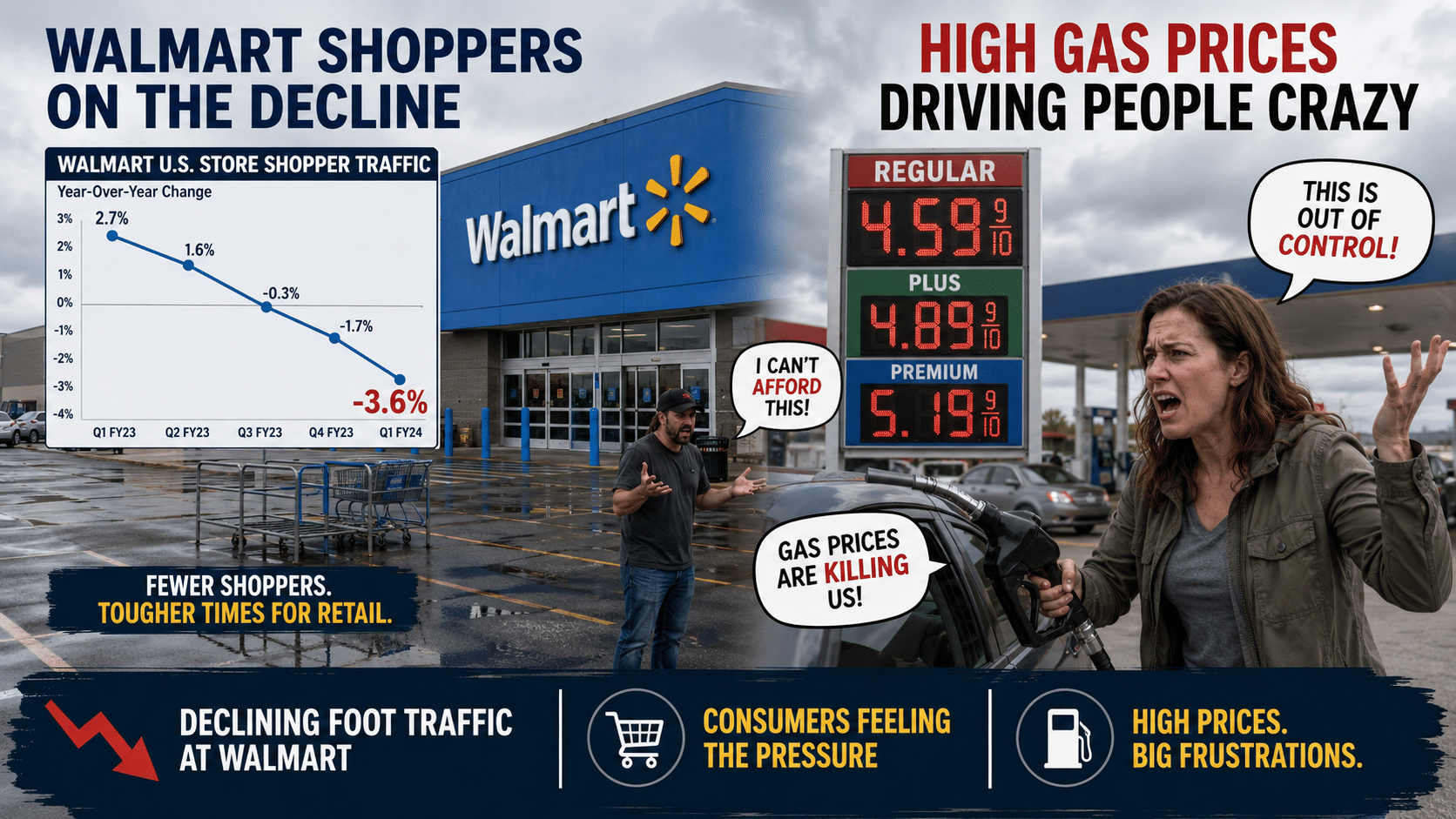 Walmart issues worse-than-expected outlook as high gas prices hit shoppers, shares drop 7%