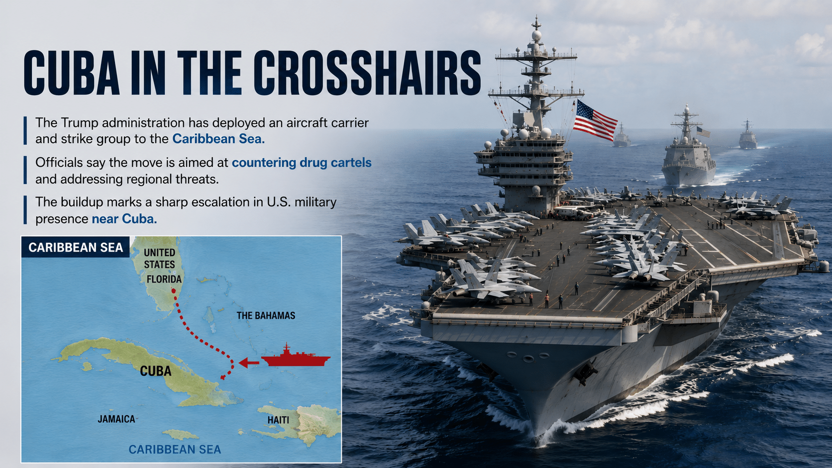 Nimitz Aircraft Carrier Strike Group Arrives in Southern Caribbean Amid Trump Administration’s Push Against Cuba
