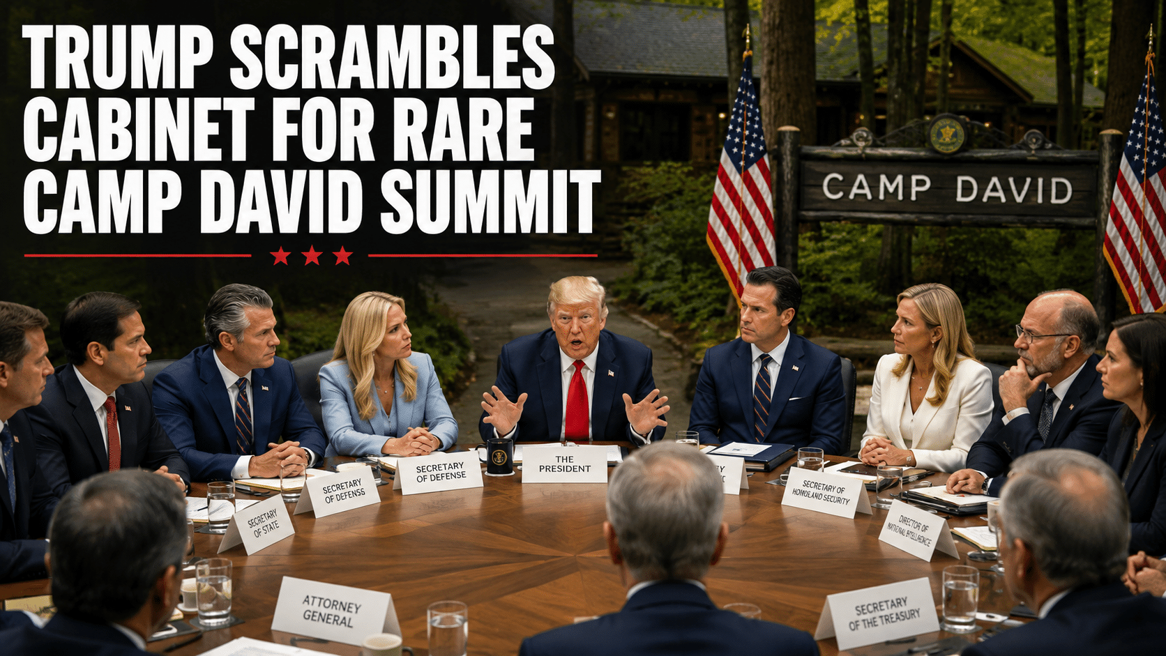 Trump scrambles his cabinet for emergency Camp David summit… as decision for Iran looms behind closed doors