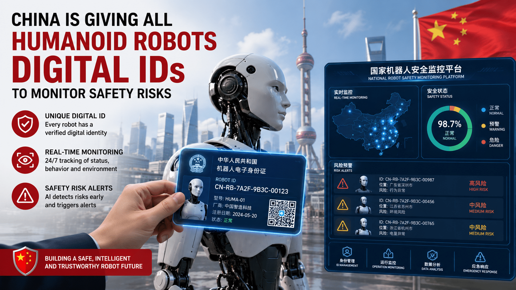 China is giving all humanoid robots Digital IDs to monitor safety risks