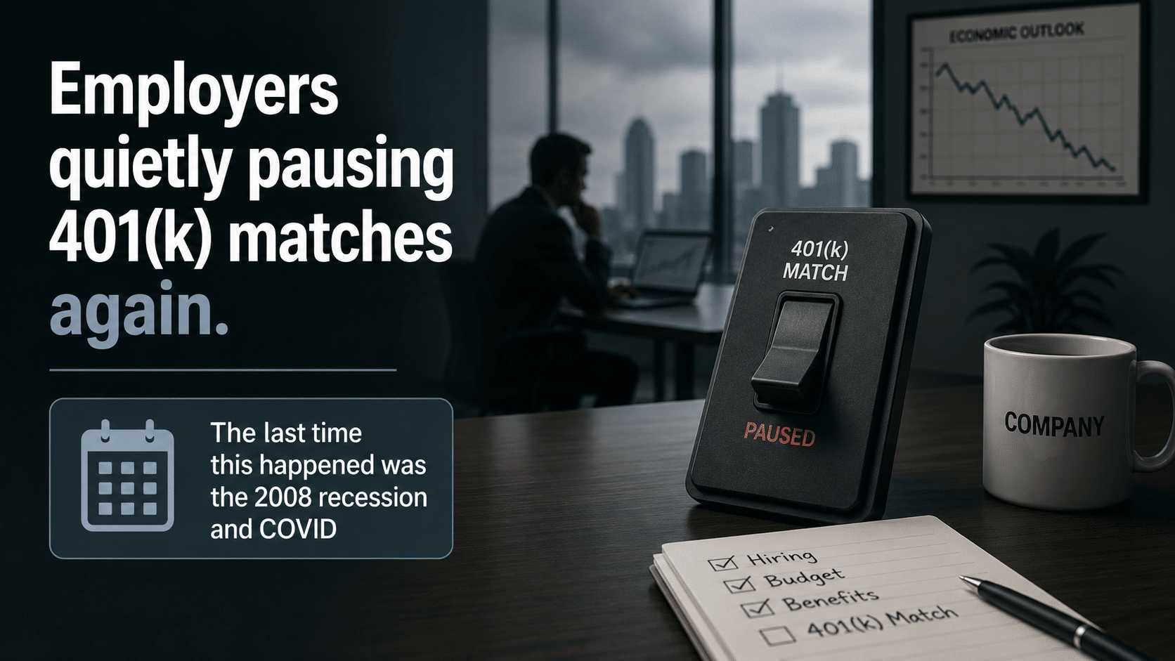 Employers are quietly pausing 401(k) matches again. The last time this happened was the 2008 recession and Covid