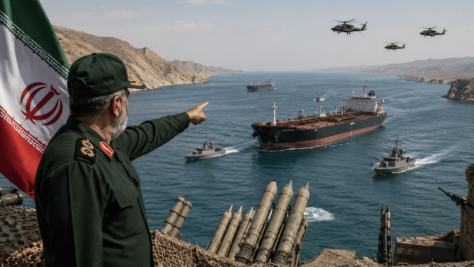 Iran warns foreign powers have “no stake” in the Strait of Hormuz, says U.S. involvement in determining traffic routes through the key waterway would draw a “crushing response.”