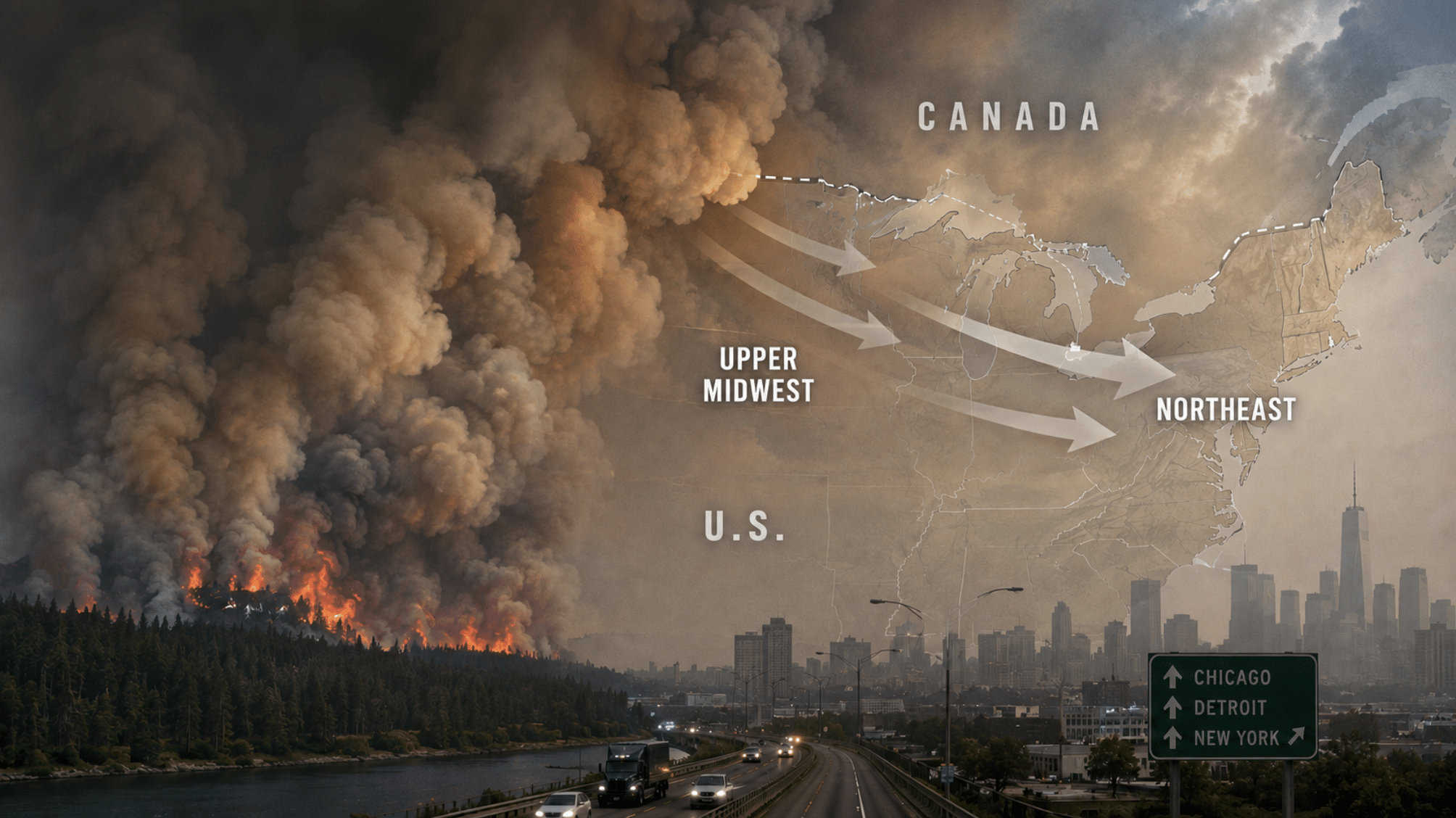 Toxic air invading 17 US states as massive plume of wildfire smoke crosses nation’s border