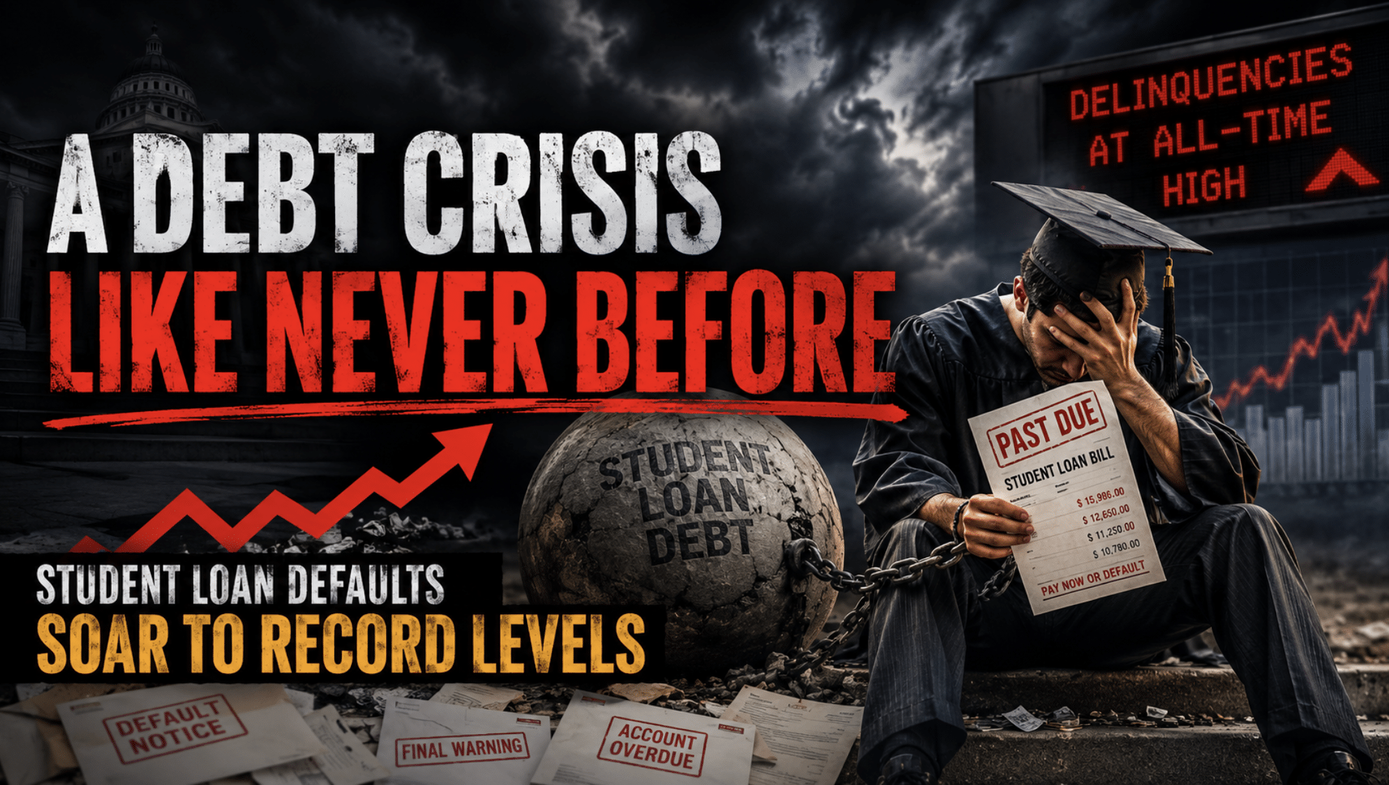 Defaults on student loans surge across the United States, reaching record levels as borrowers struggle to keep up with payments