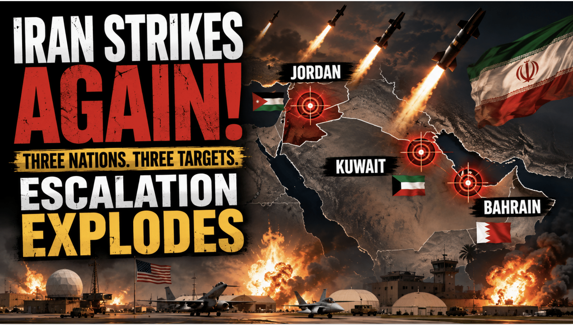 Iran launches new attack on U.S. assets in Kuwait, Bahrain and Jordan