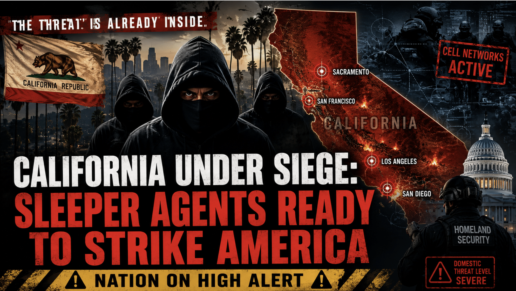 Sleeper agents poised to wage war in California put US on high alert
