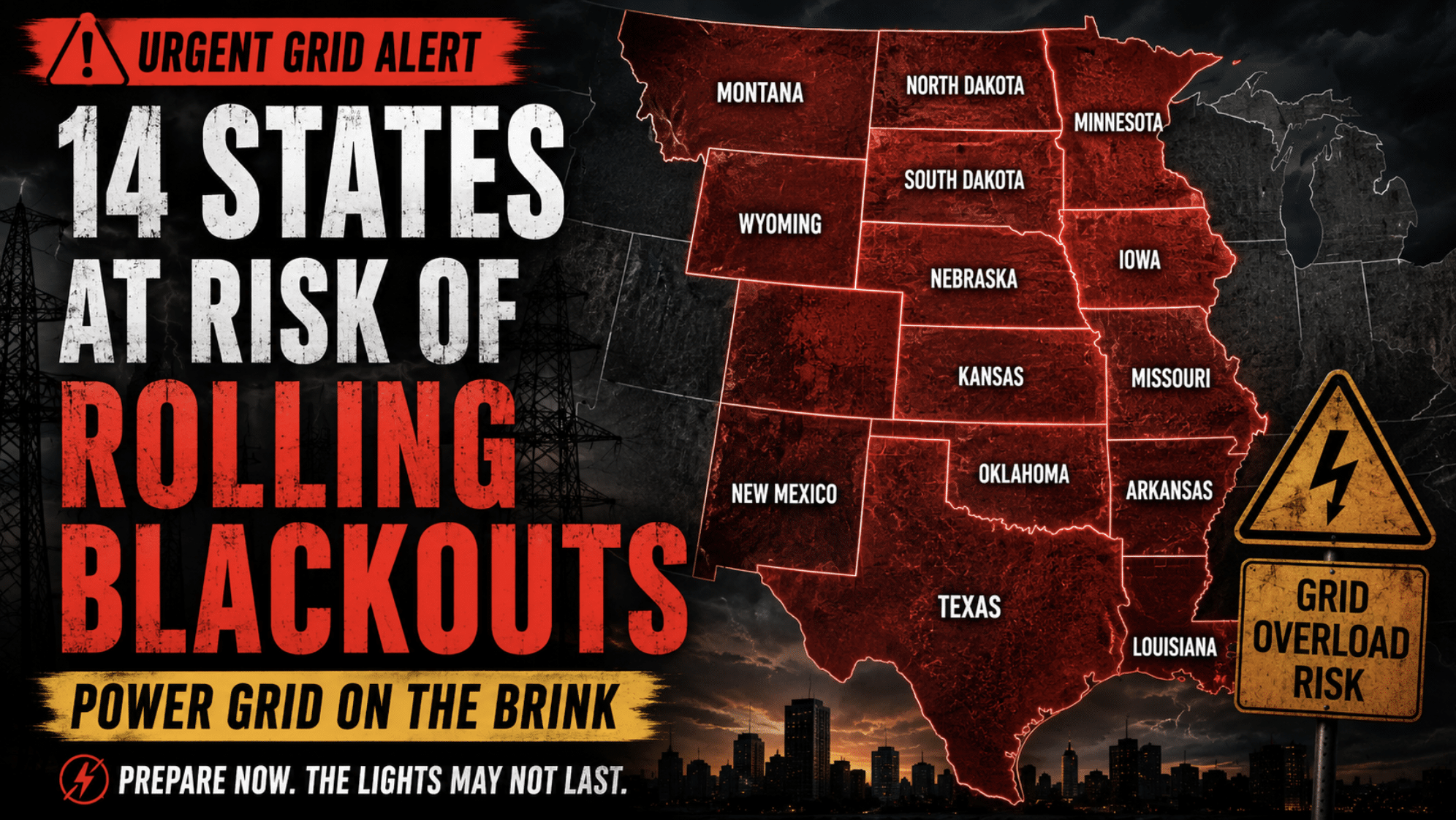 Regional electric grid operator warns of rolling blackouts for 14 states across Central US