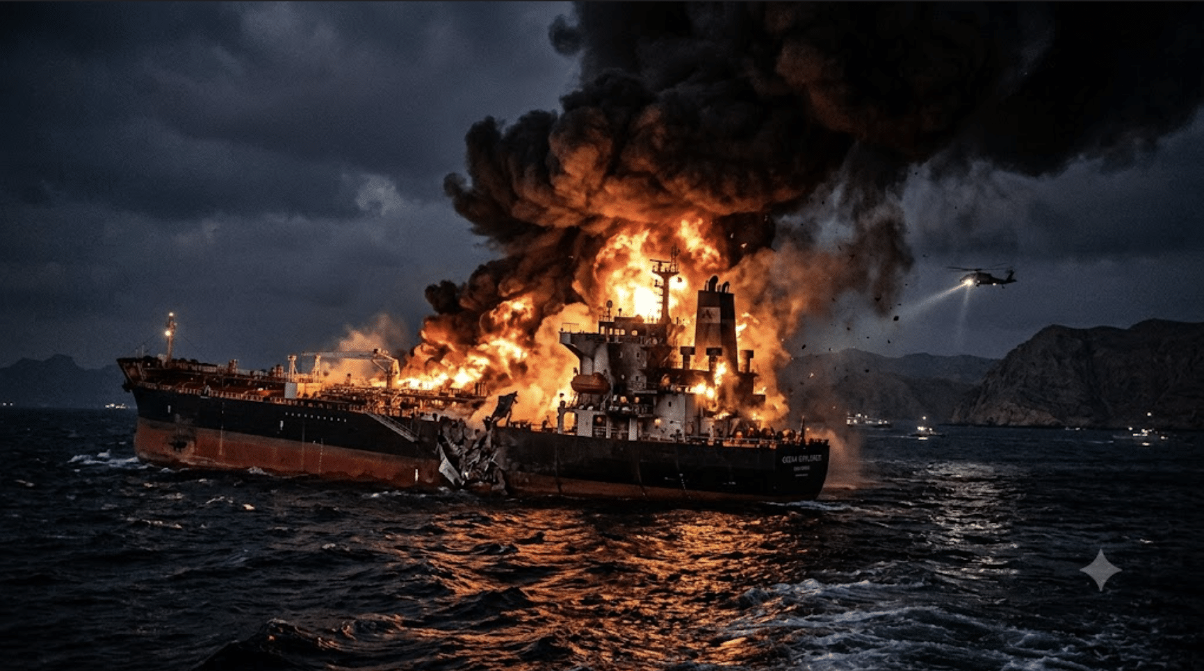 Oil tanker explodes after striking naval mine in Strait of Hormuz