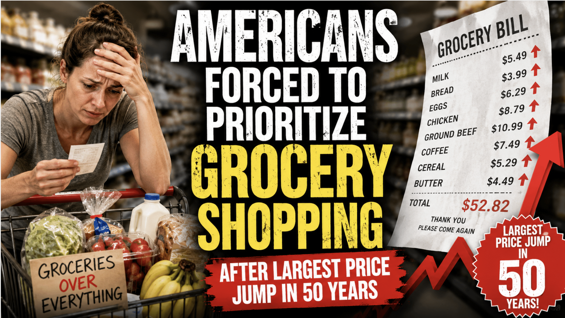 Americans forced to prioritize grocery shopping after largest price jump in 50 years