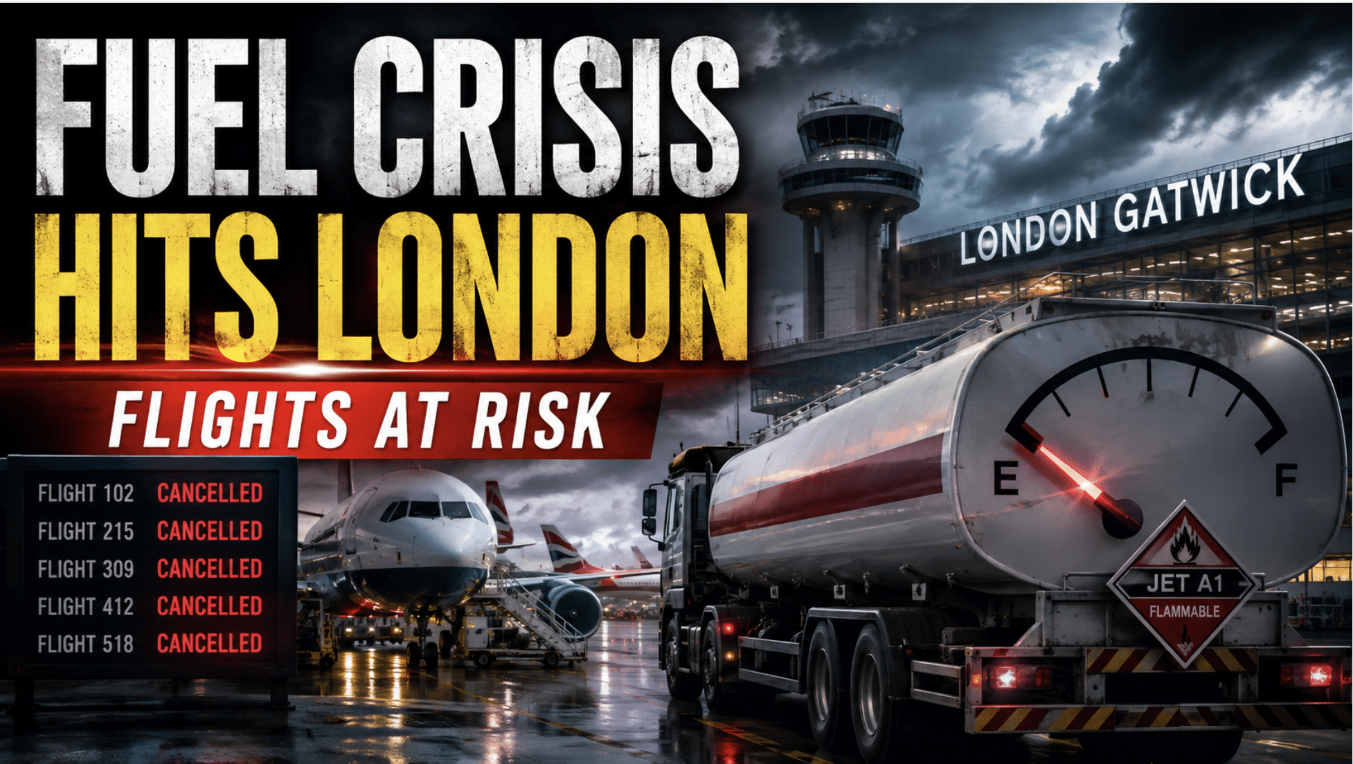 Gatwick Airport in London is running out of fuel