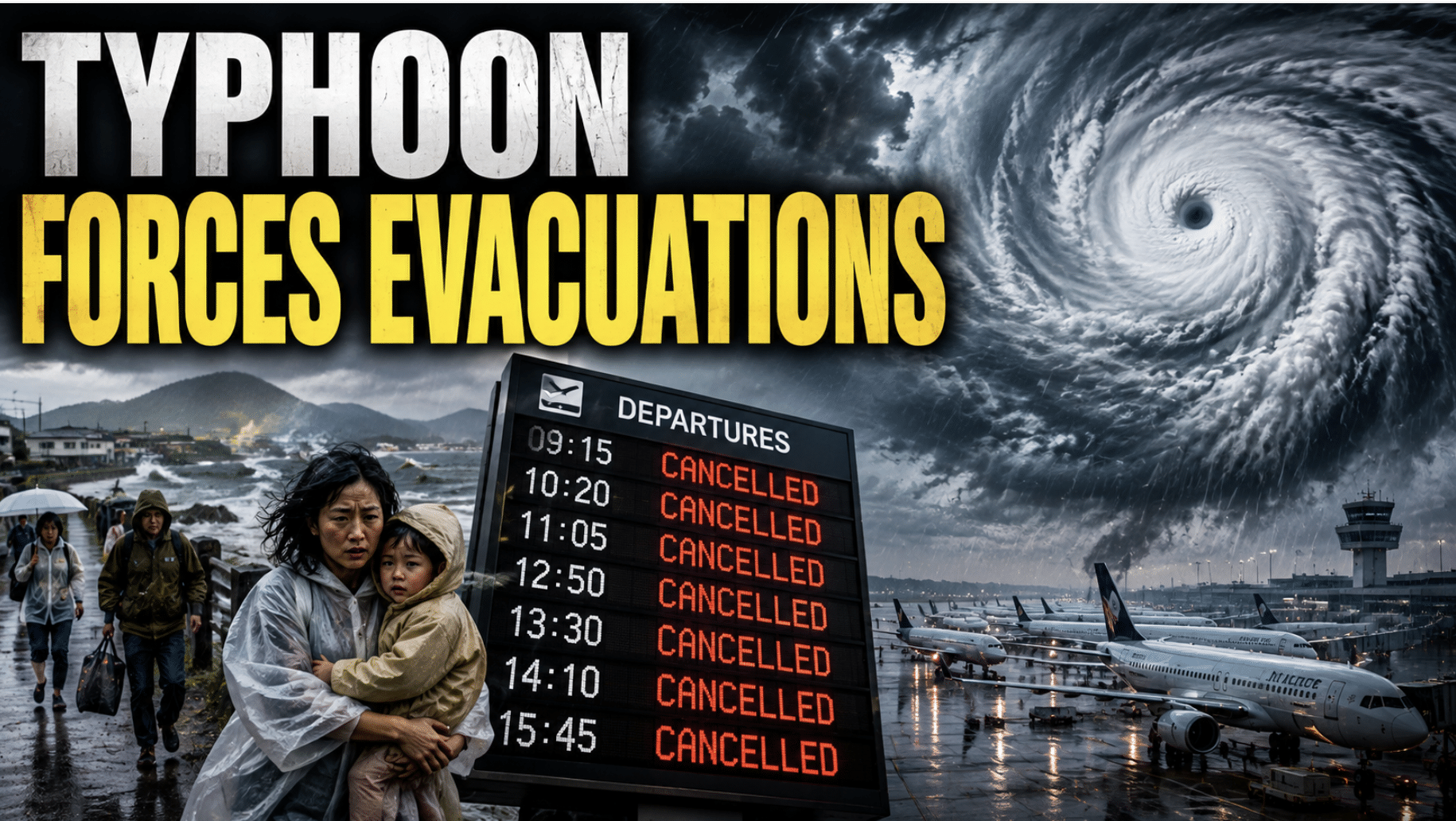 Japan orders evacuations and cancels 500 flights as Typhoon Dolphin approaches