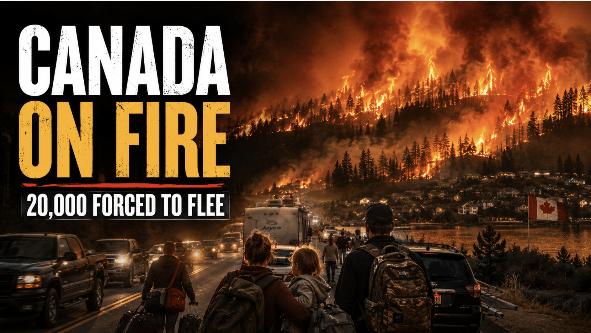 Raging wildfire forces 20,000 Canadians to flee their homes as inferno sweeps parched land