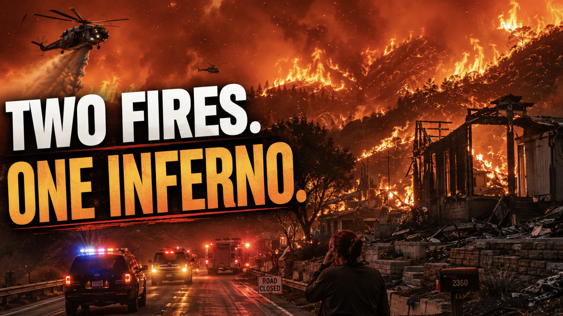 Two massive wildfires converge to rip across California and Nevada as homes razed and evacuations ordered