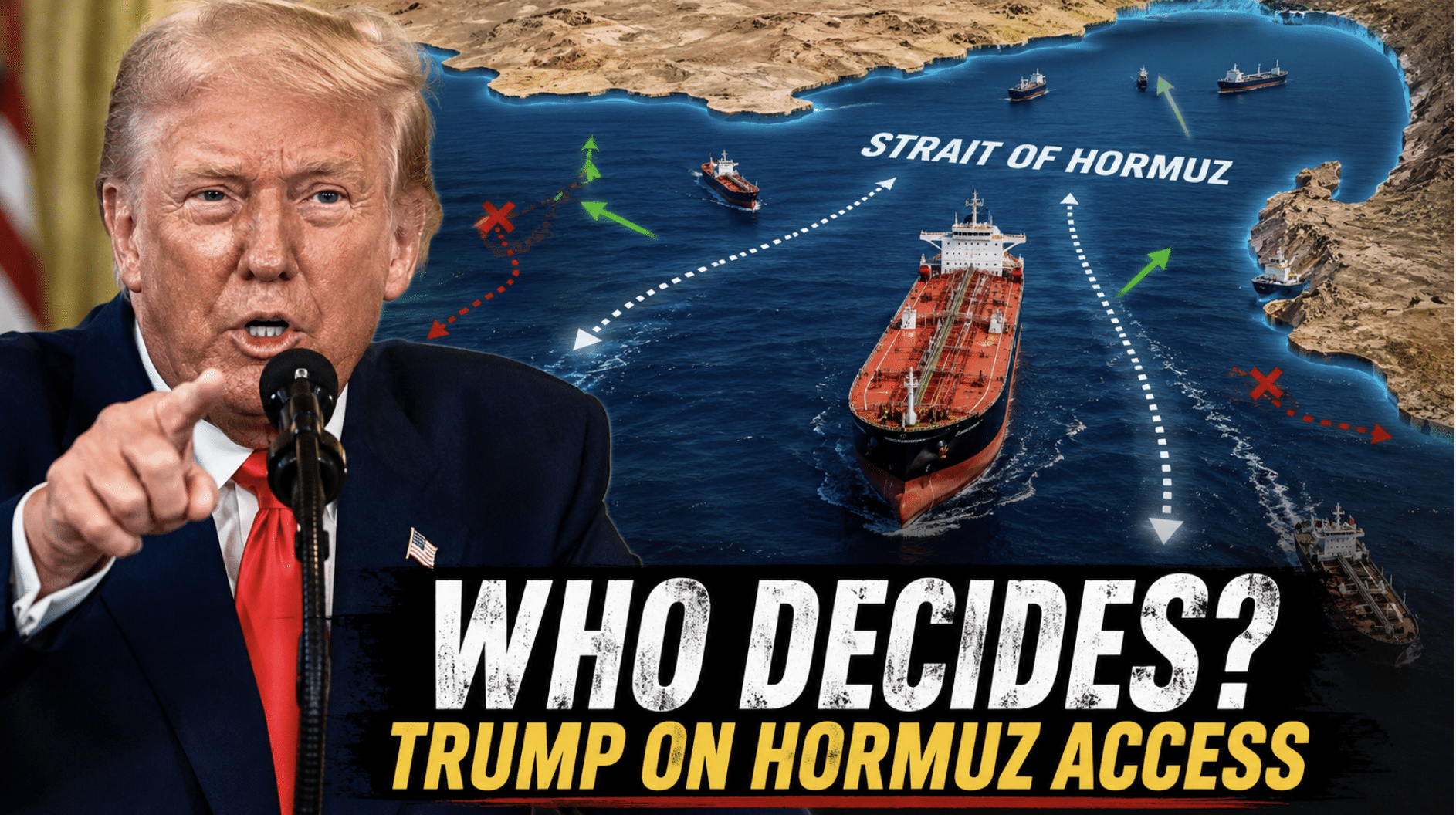 “We let people in that we want to let in,” President Trump said Monday on the Strait of Hormuz