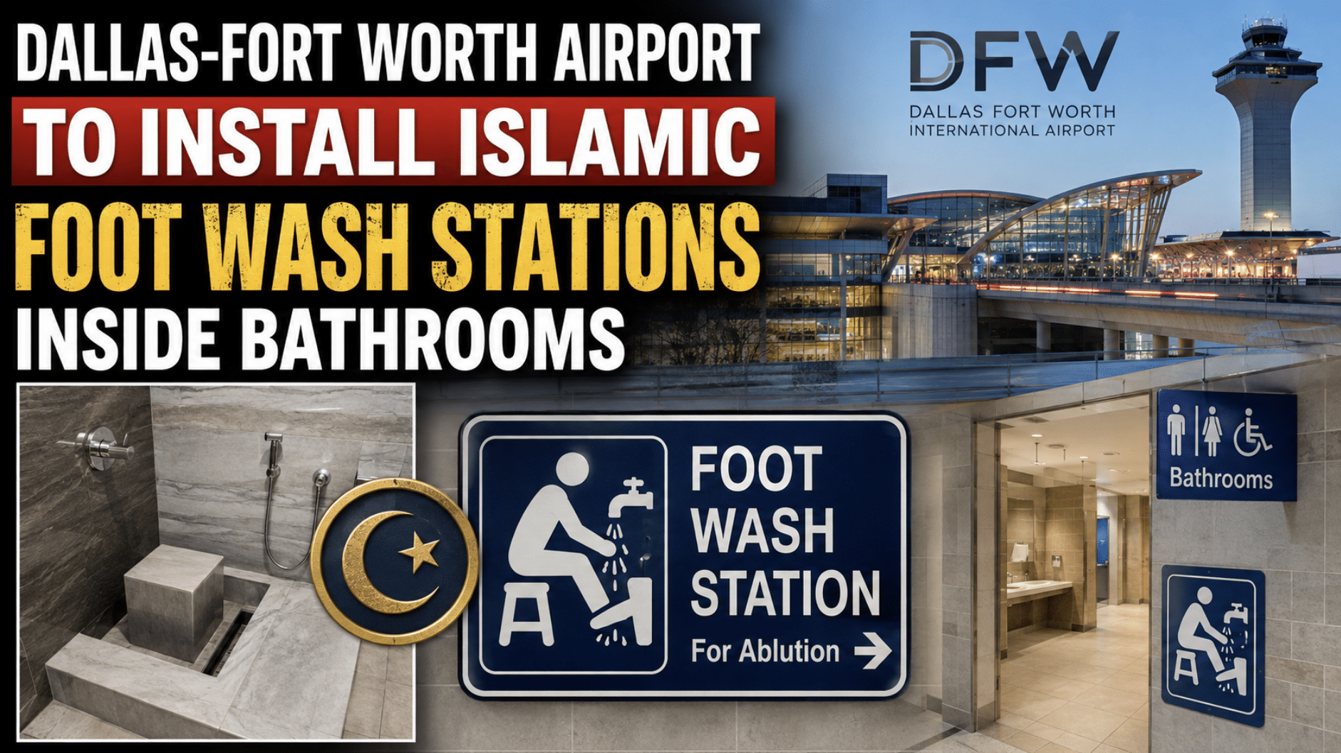 Dallas-Fort Worth airport DROPS Islamic foot wash stations inside bathrooms