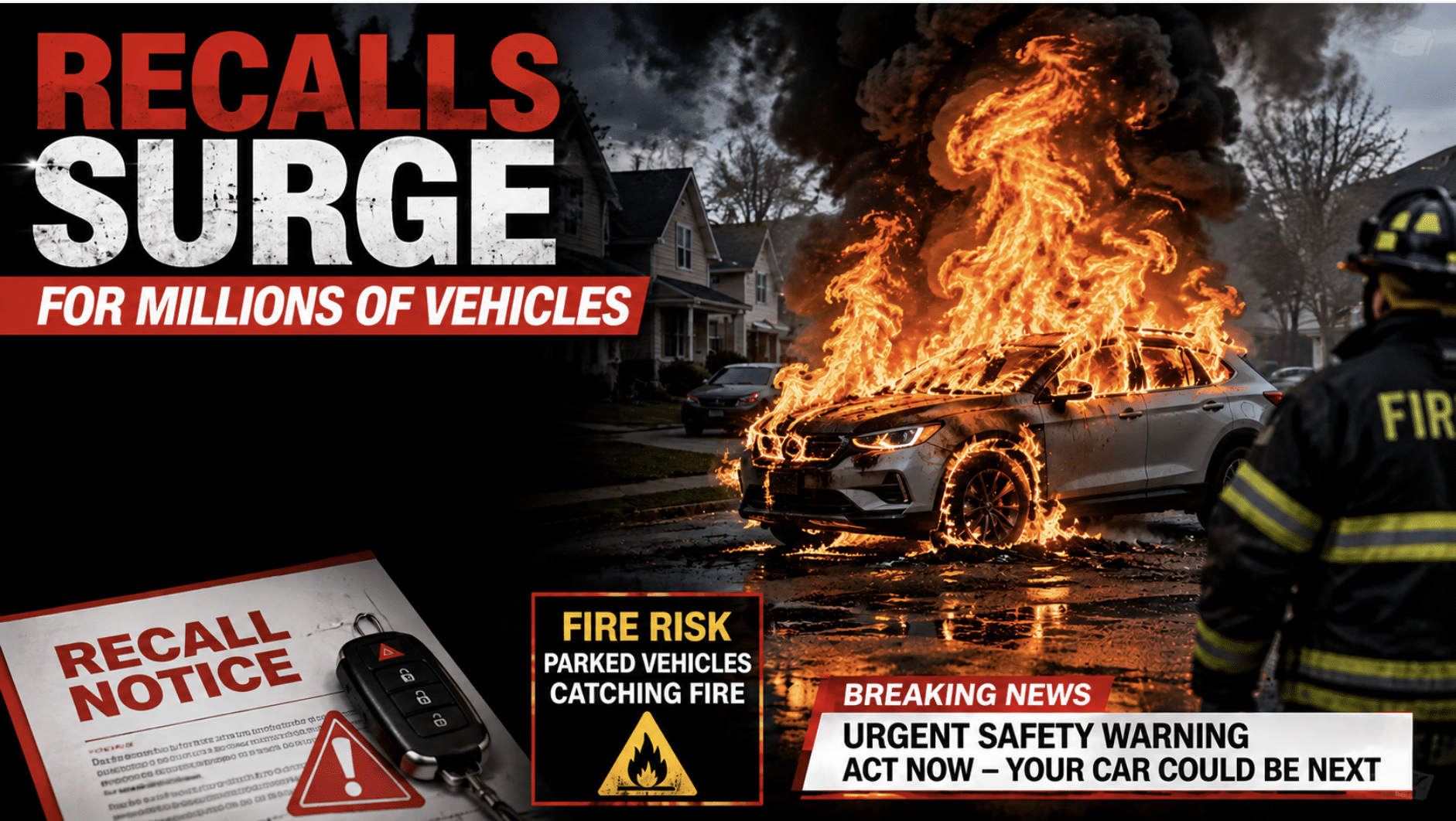 Recalls surge for millions of vehicles as parked cars are bursting into flames