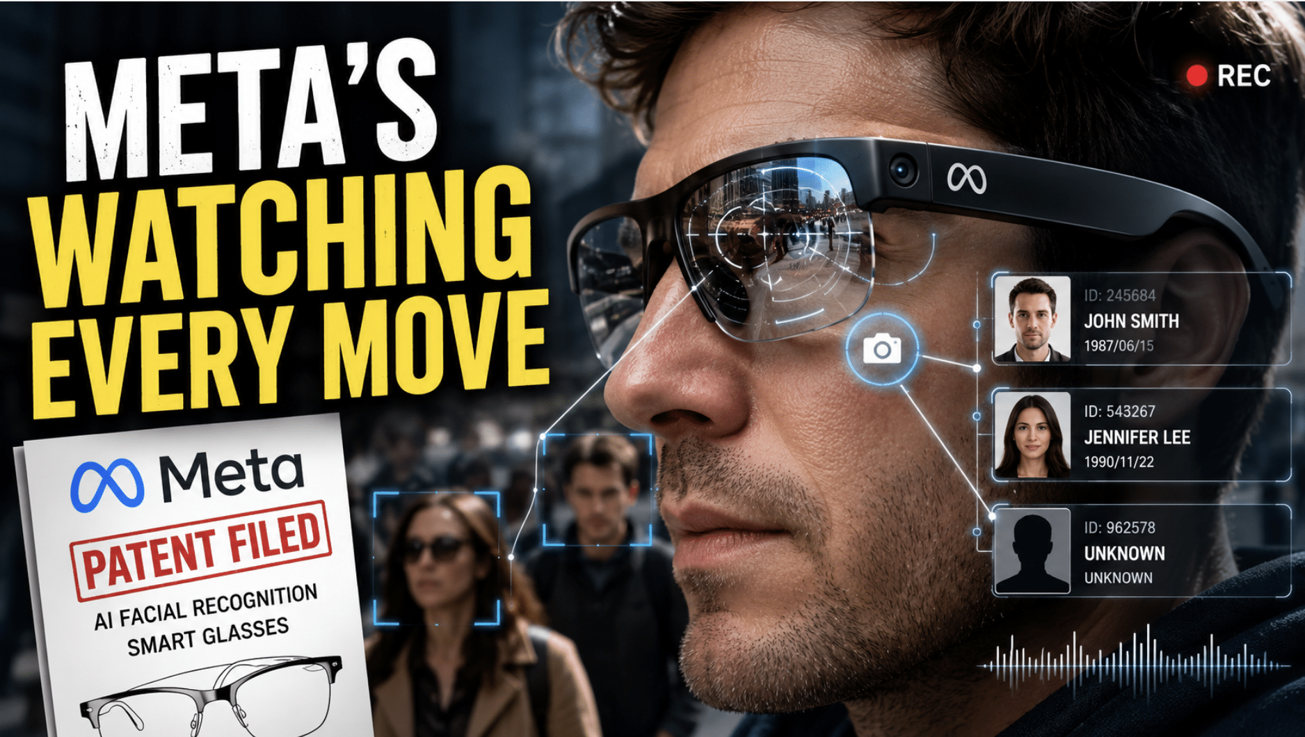 Meta files patent for AI facial recognition glasses that identify people around you and record automatically