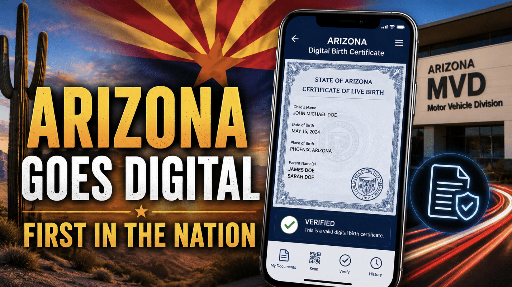 Arizona becomes the first state to launch digital birth certificates for MVD services