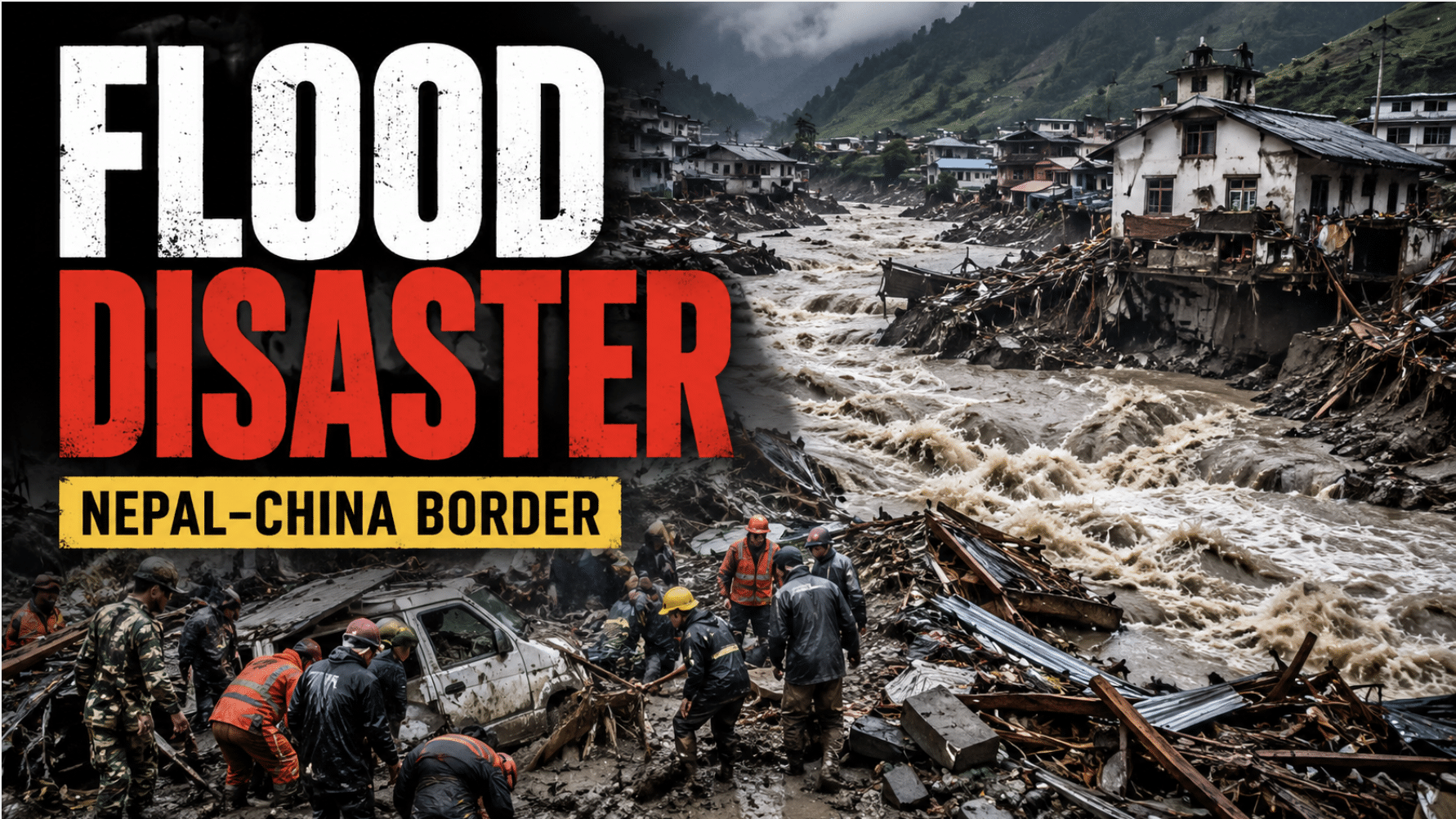 Hundreds missing and many feared dead after massive flash flood hits Nepal-China border