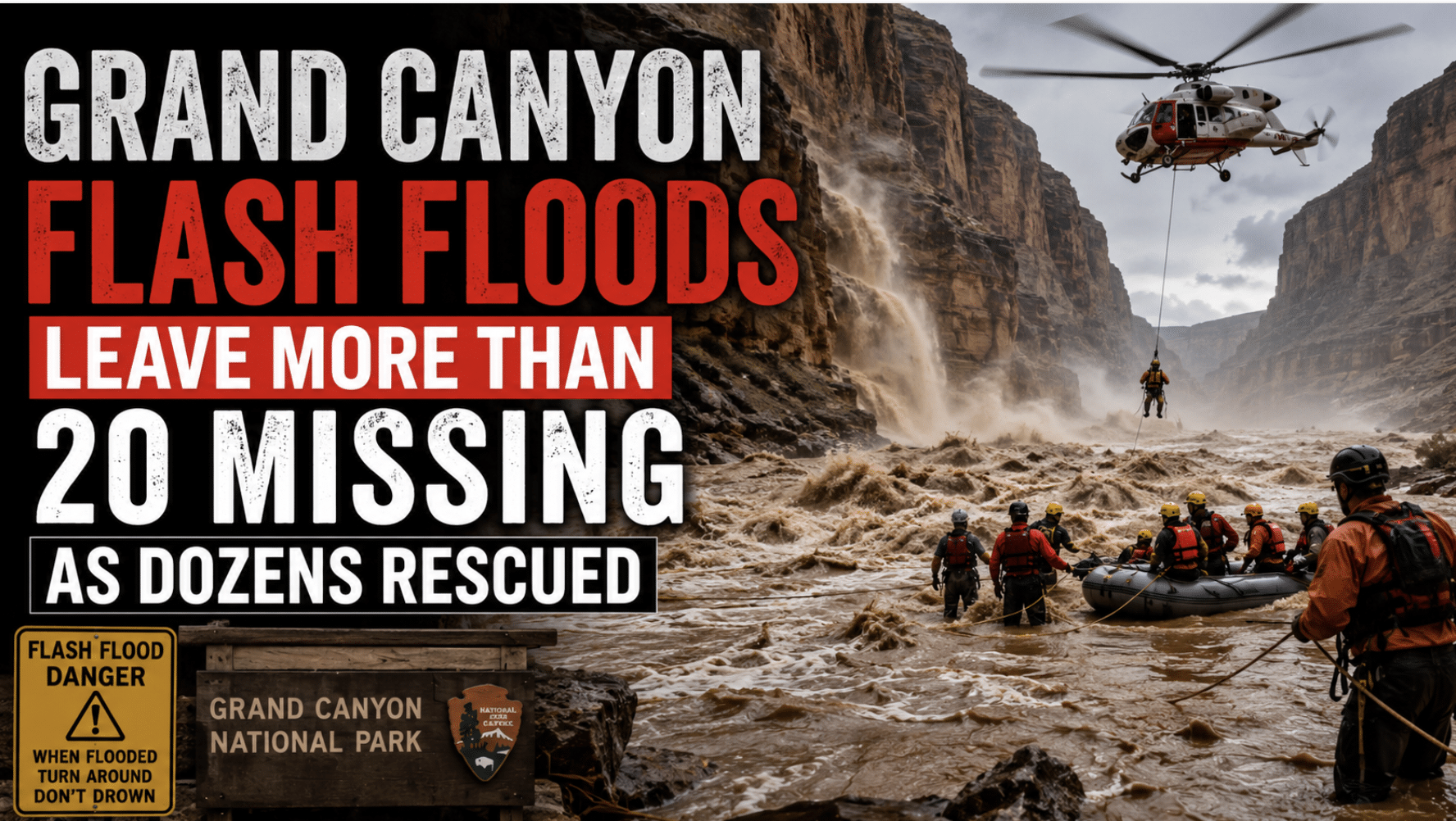 Grand Canyon flash floods leave more than 20 missing as dozens