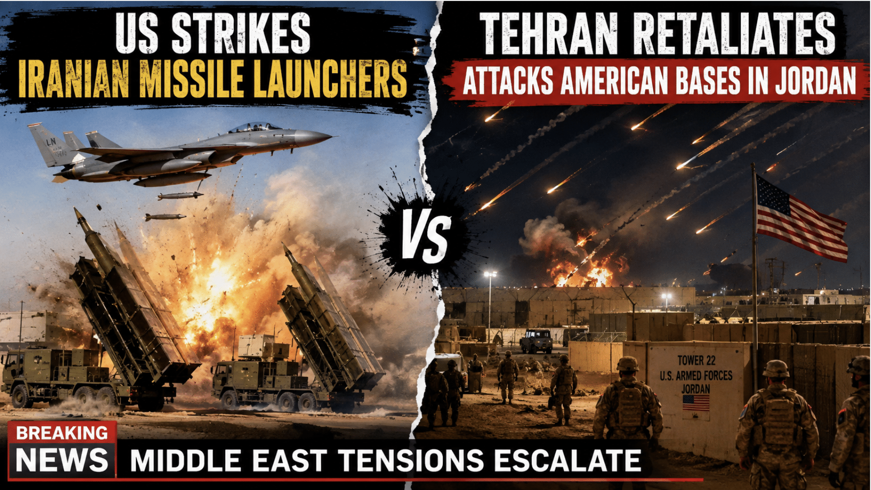 US strikes Iranian missile launchers as Tehran retaliates, attacks American bases in Jordan