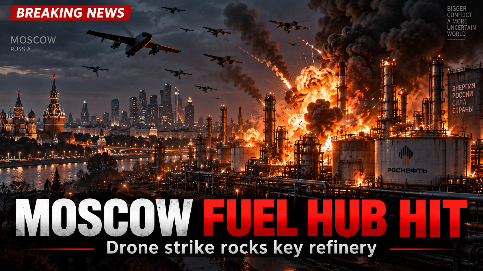 Massive Drone Attack In Moscow Struck Oil Refinery